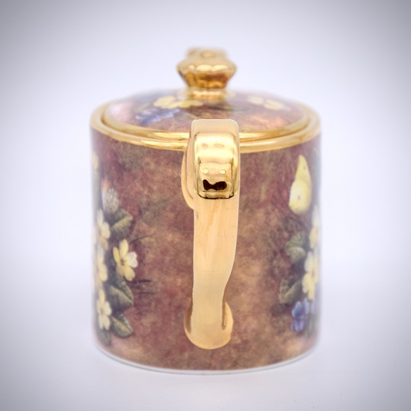 Ayshford Miniature Primroses Violets Teapot Bone China Gold Trim Staffordshire - Picture 4 of 7